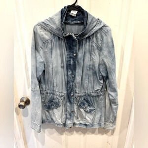 Ashley Denim by 26 International‎ Long sleeve Jean jacket with a hood L